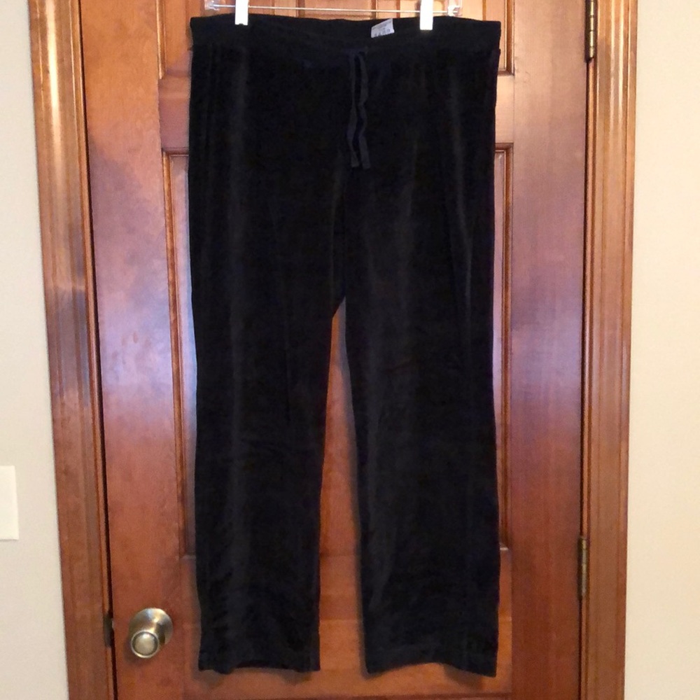 Black velour wide leg athleisure pants from Eddie Bauer